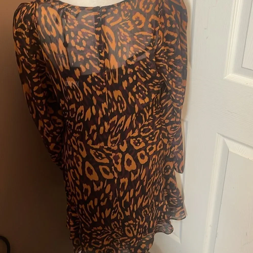 DKNY Leopard Print Mini Dress In Roasted Pecan Medium  NWT - Picture 5 of 13